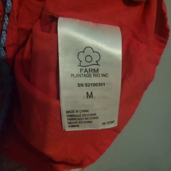 FARM RIO Red Patchwork Bandana Sleeveless Embroidered Mini Dress Women's Medium - Picture 6 of 15